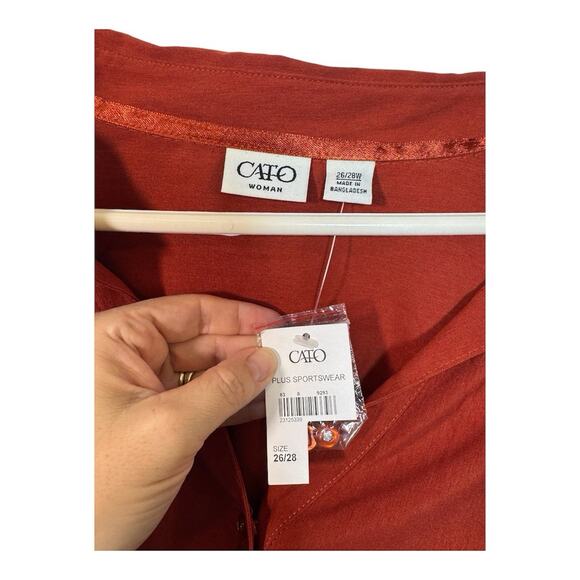 Cato women's long sleeve, rust colored, linen blend button down shirt, Size XXL - Picture 2 of 8